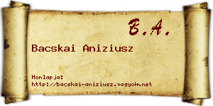 Bacskai Aniziusz névjegykártya